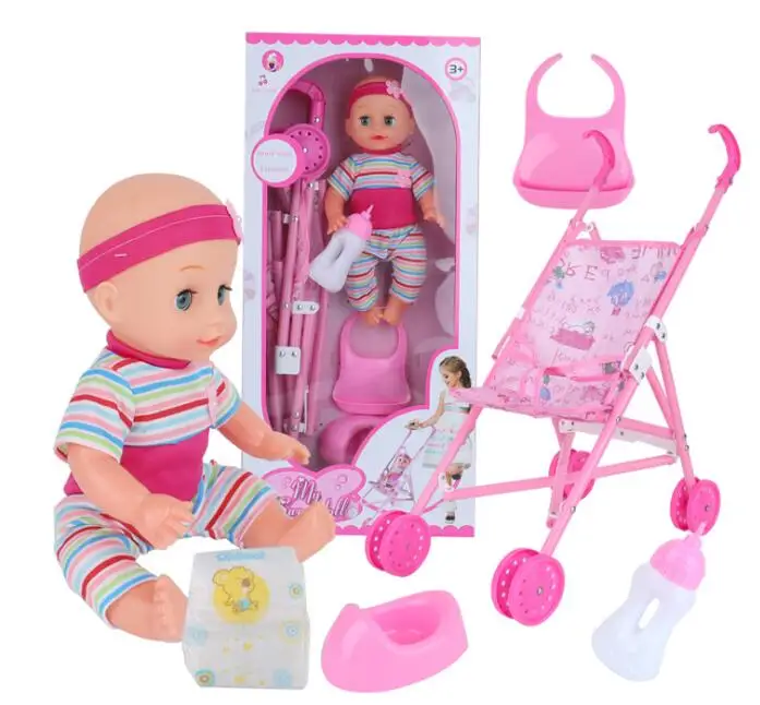 Игрушечная кукла детские костюмы с розовой тележкой имитация куклы-реборн для