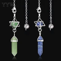 natural stone pendulum for dowsing divination hexagonal prism healing crystal merkaba energy shuttle spiritual pendulo pendants