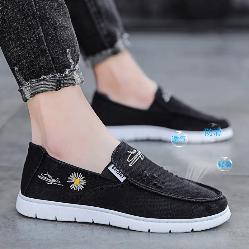 

Летние Новые дышащие повседневные парусиновые кроссовки, молодежная резиновая подошва, нескользящий светильник, удобные мужские модные кр...