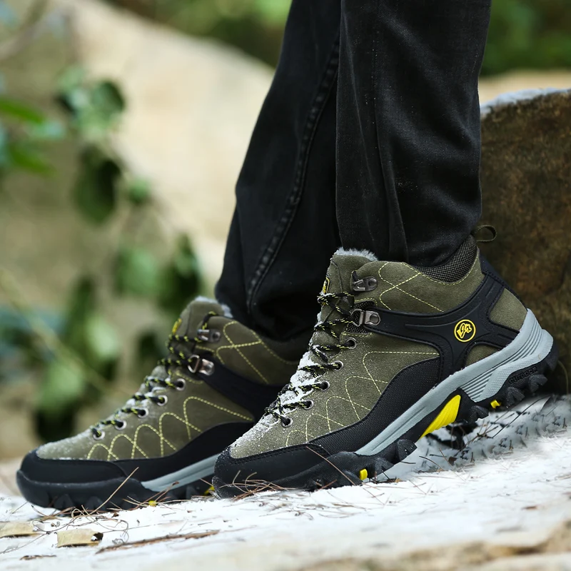 

Men Snow Boots waterproof Winter men shoes 2020 Ankle Boots man Plush Warm Lace-Up Non-slip outdoor male footwear plus 36-45