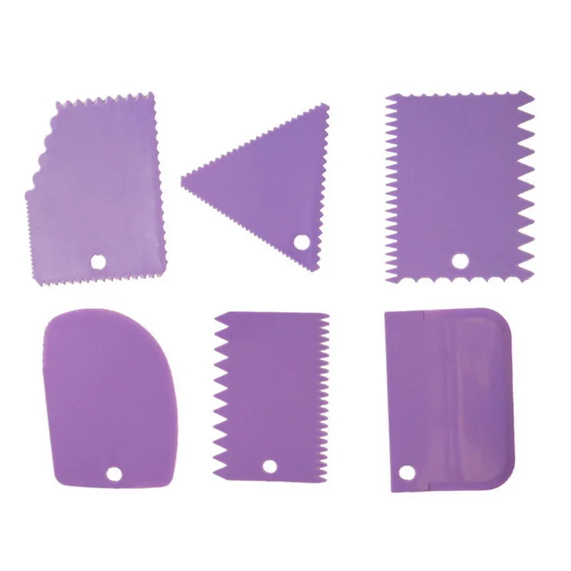 purple 6 шт. нож для выпечки, лезвие для торта, пластмассовая лопатка для торта, торта, слайсер для хлеба, выпечка скребок для инструментов - Цвет: purple