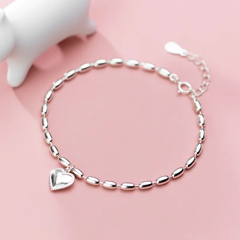 

Настоящий панк. Браслет на запястье из серебра 925 пробы с бусинами в форме сердца GTLS939