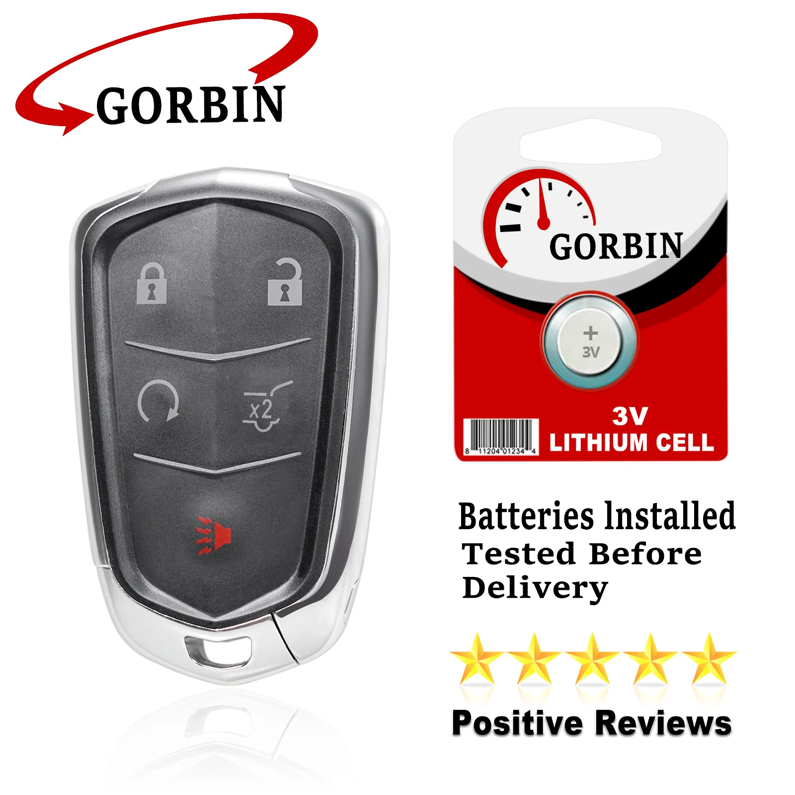 

GORBIN 5 Button SUV Car Remote Key for Cadillac Escalade ESV 2015 2016 2017 2018 2019 Car Key Fob 315Mhz HYQ2AB