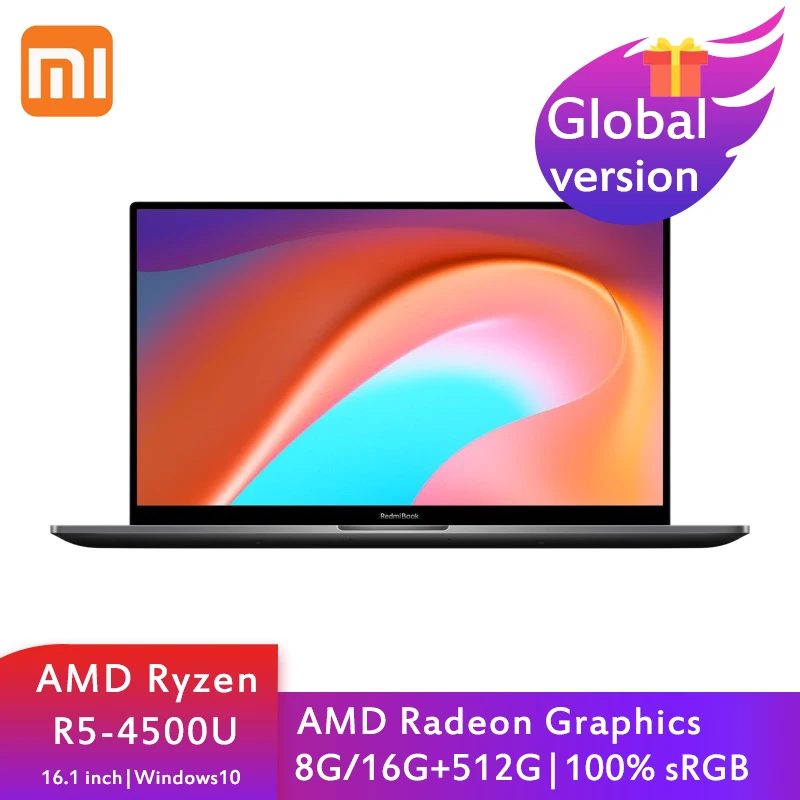 

Ноутбук Xiaomi Mi RedmiBook 16, AMD Ryzen 5 4500U 8 ГБ/16 ГБ DDR4 + 512 ГБ SSD 16,1 дюйма FHD 100% sRGB, офисный студенческий игровой ноутбук