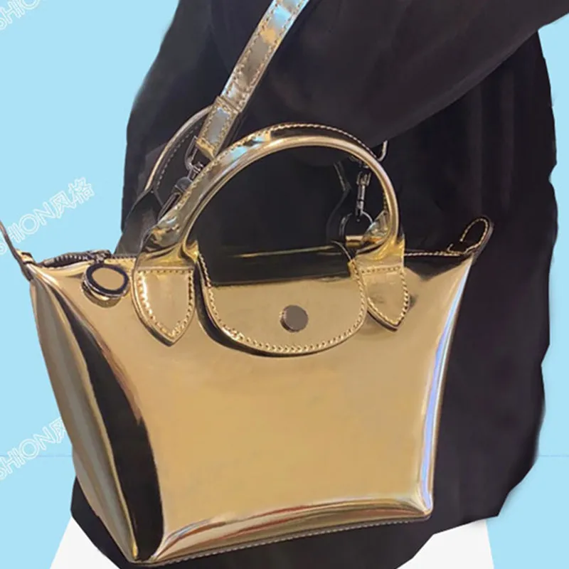 

Однотонные Универсальные Сумки на одно плечо от известного дизайнера, новинка 2021, модная блестящая сумка для пельменей, женские сумки, сумк...