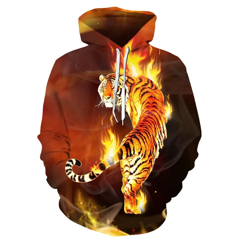 Модные крутые толстовки с капюшоном волка для мужчин/женщин тонкие 3D толстовки с капюшоном с принтом животных Тигр мужская толстовка с капюшоном спортивные куртки - Цвет: LMS070