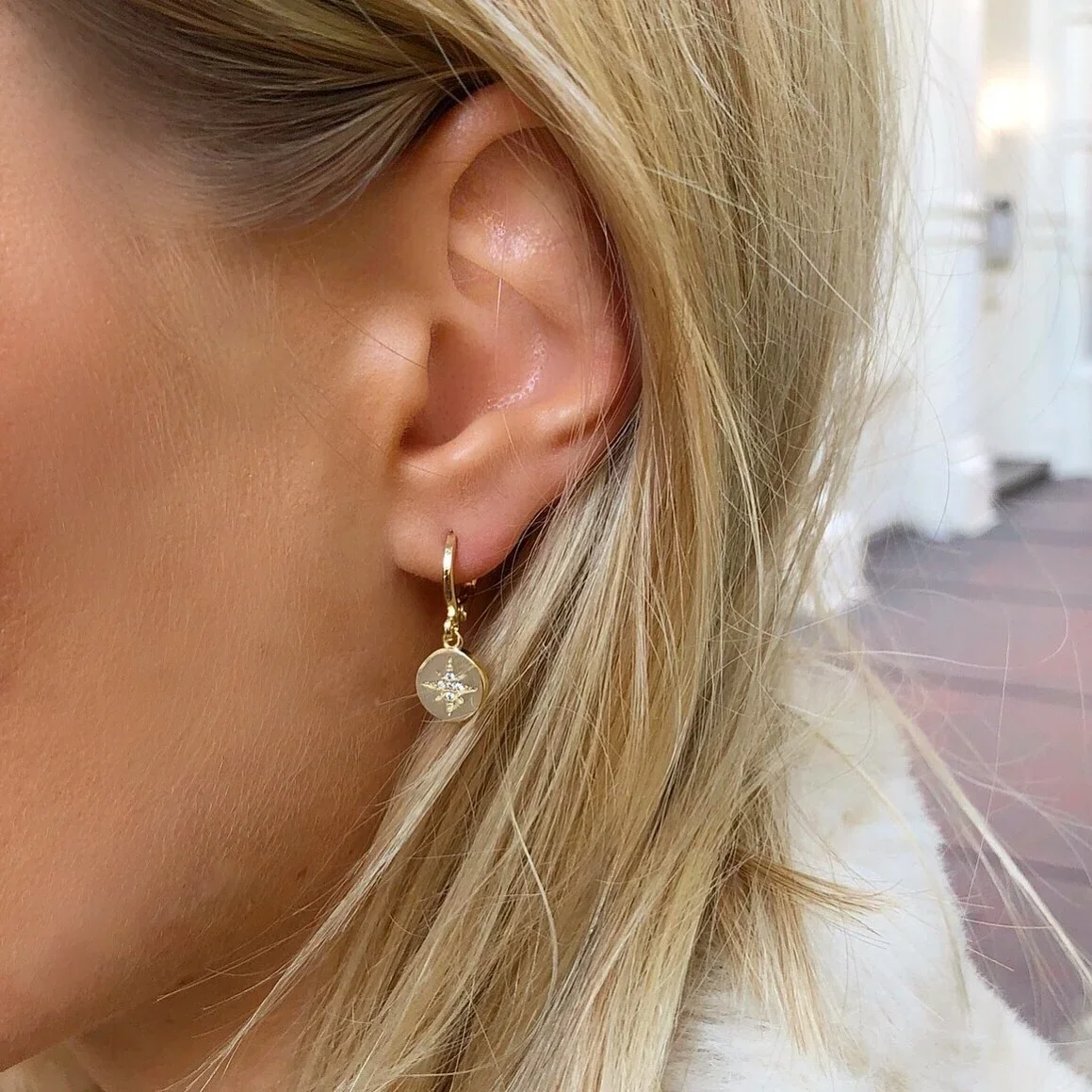 Изящные Ювелирные изделия северозвезда с AAA cz серьги покрытием золотого цвета