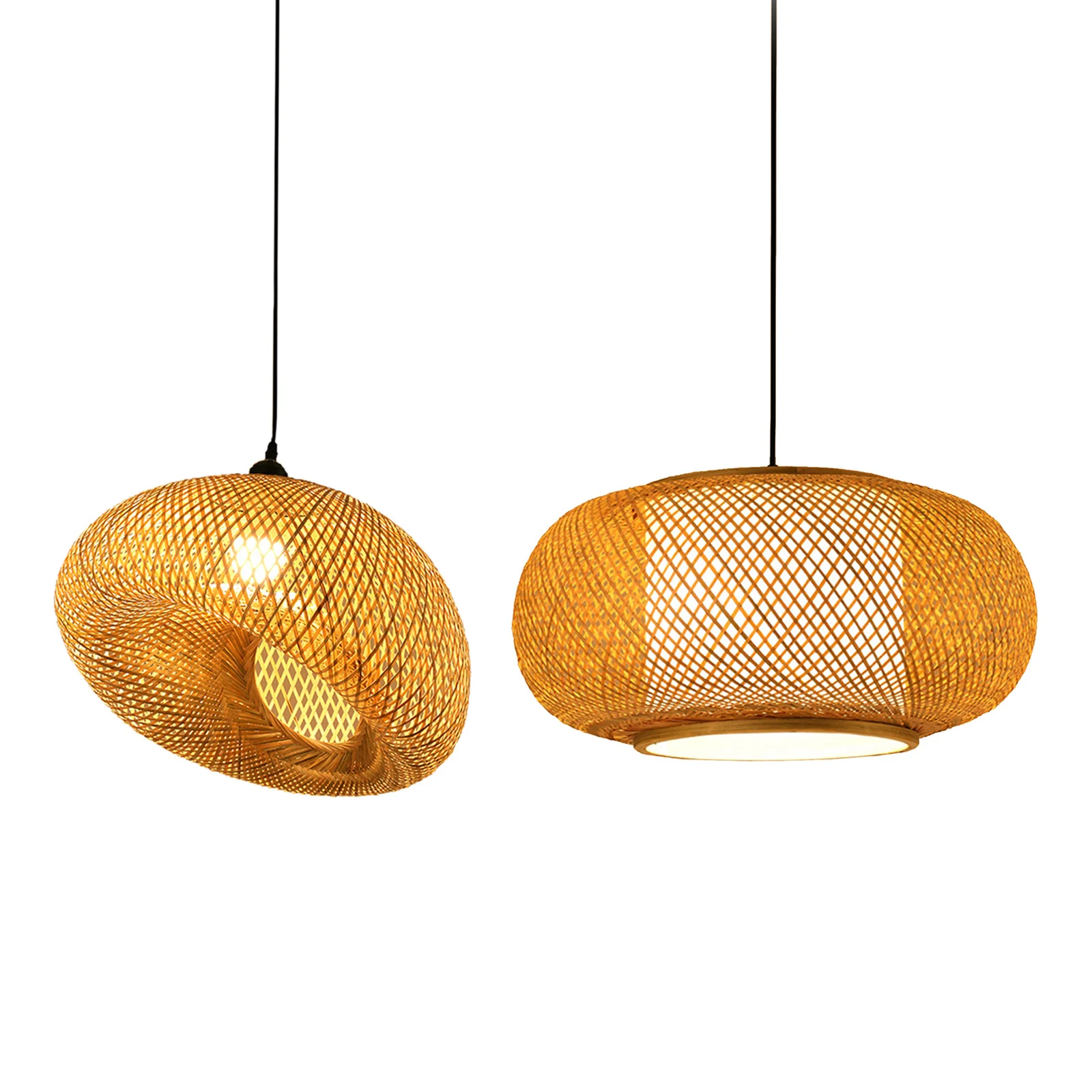

Retro Bamboo E27 Chandelier Lamp Hanging Droplight Wicker Lighting Cafe Bedroom