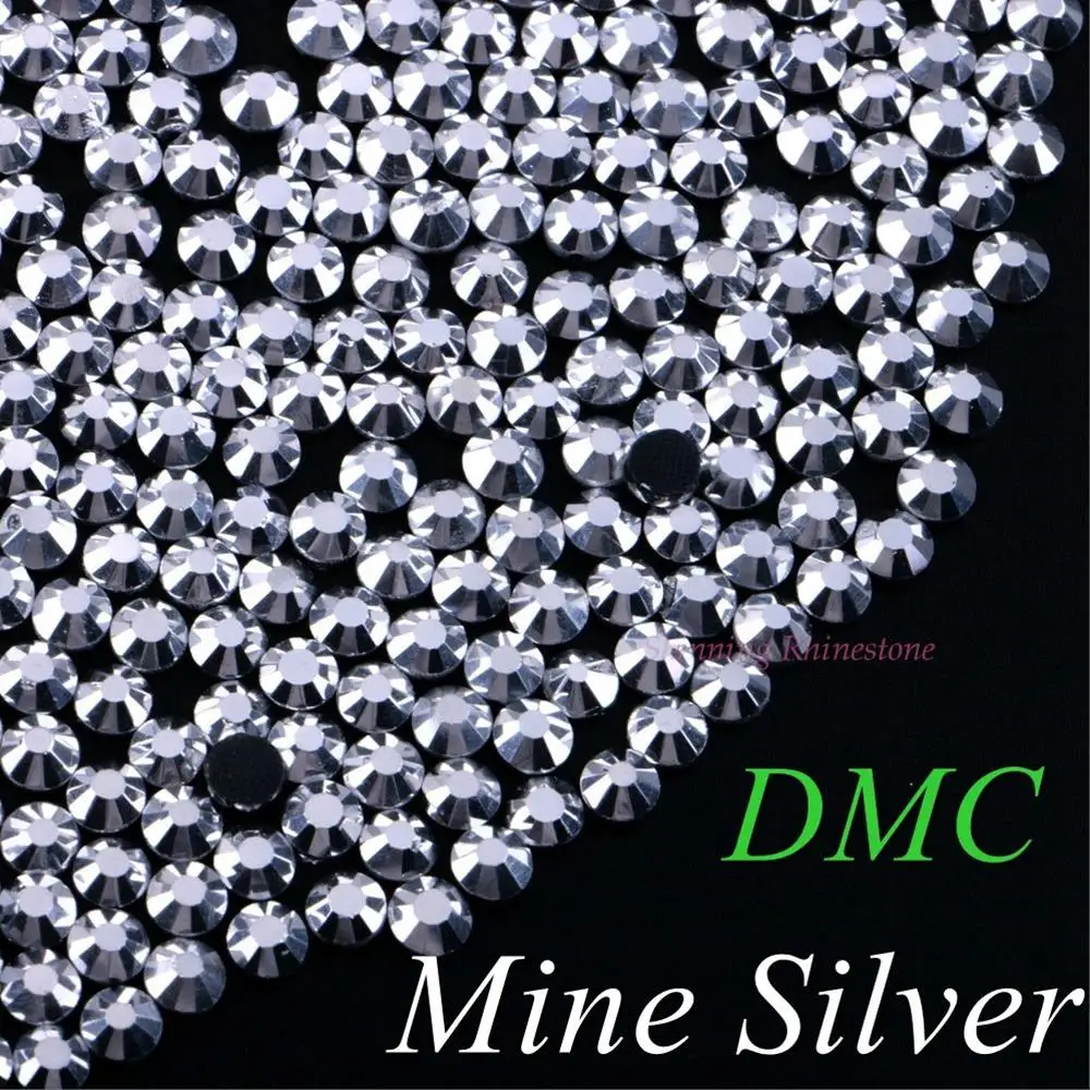 Mine Silver 42 цвета на выбор! SS6 SS10 SS16 SS20 SS30 смешанные размеры DMC качественные стеклянные кристаллы горячей фиксации Стразы железные Стразы с бриллиантами - Цвет: Mine Silver