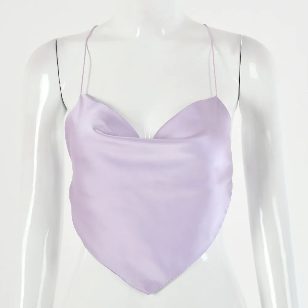 

Women Strapless Slip Solid Color Camis Loose Short Camis Top in Summer