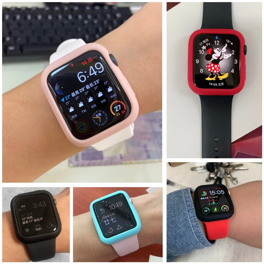 Cover For Apple Watch case 44mm 40mm iWatch case 42mm 38mm Accessories Silicone Bumper Protector Apple watch series SE 3 4 5 6