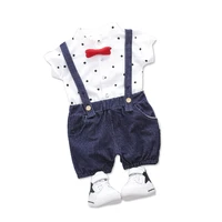 summer baby boy clothes infant gentleman bow dot t shirt bib pants 2pcssets toddler fashion garment children casual sport suits