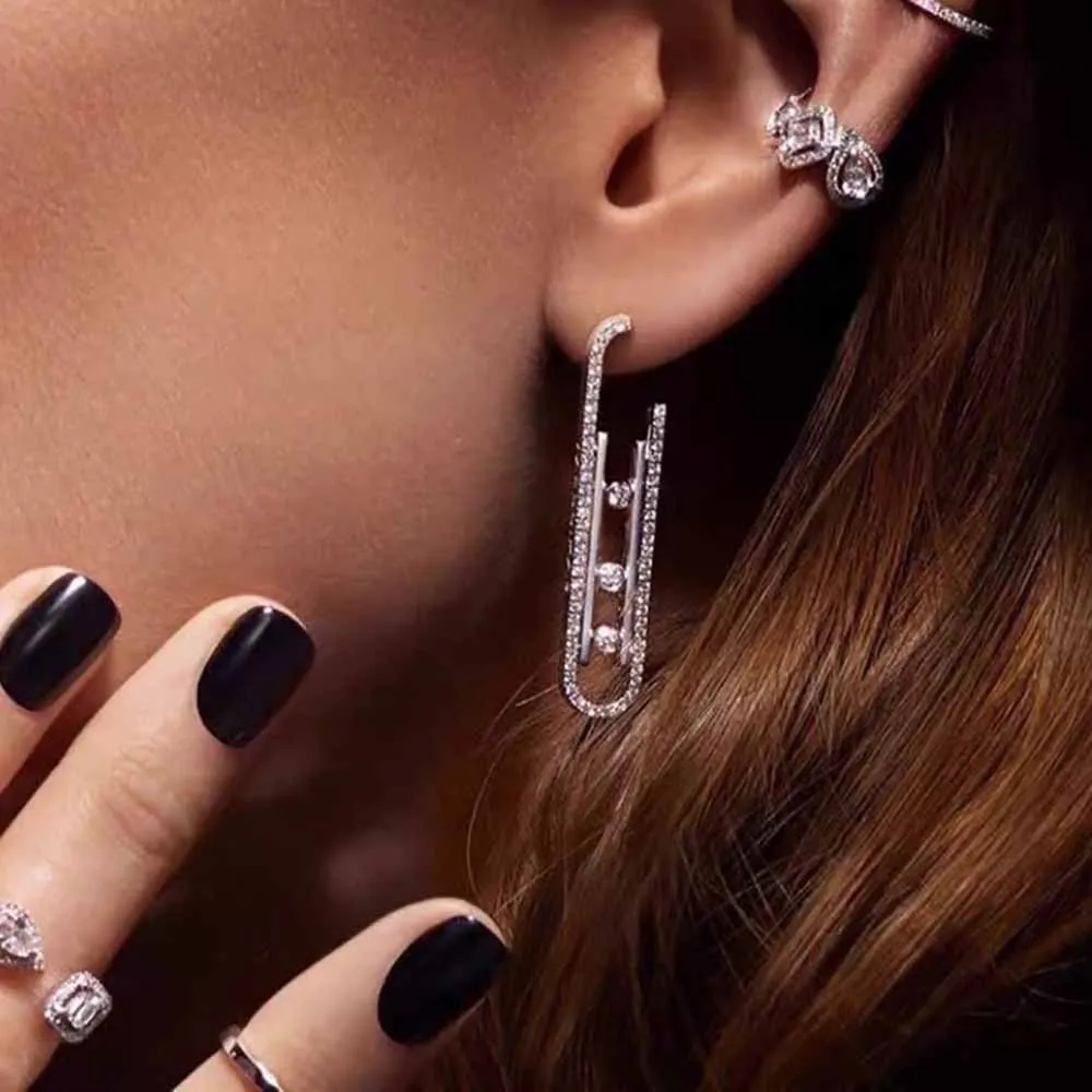 hot brand jewelry 925 sterling silver sliding lock circle earrings mix three color zircon earrings rose gold silver earring free global shipping