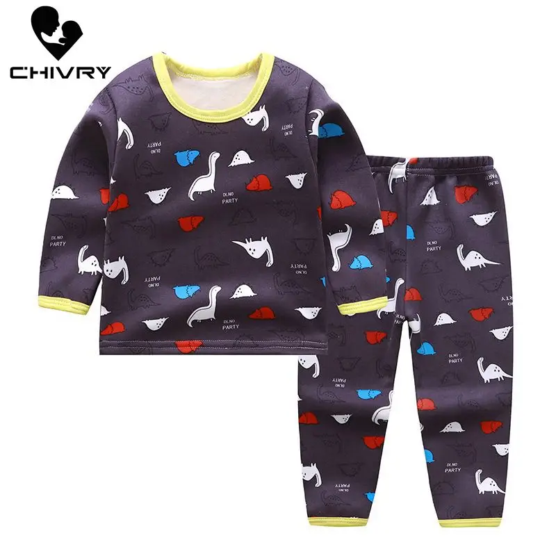 Пижамный комплект детский хлопковый с длинным рукавом и круглым