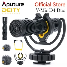 Deity V-Mic D4 Duo Dual Head Capsule Shotgun Microphone Mic TRS 3.5MM Rycote Shockmount for DSLRs Vlog Video Studio Camera