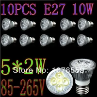 10pcs 5x2w e27 led lamp 10w spotlight bulb warm white white led celling light down light lamp epistar chip 85 265v free shpping