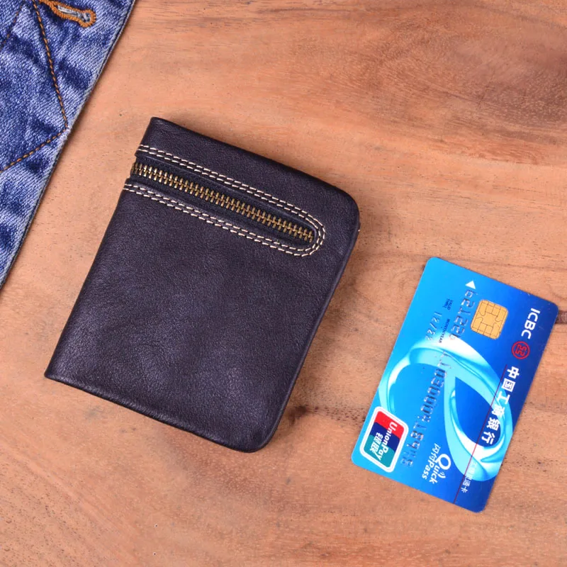 Кошелек AETOO из натуральной кожи ручной работы винтажный для монет мужской и