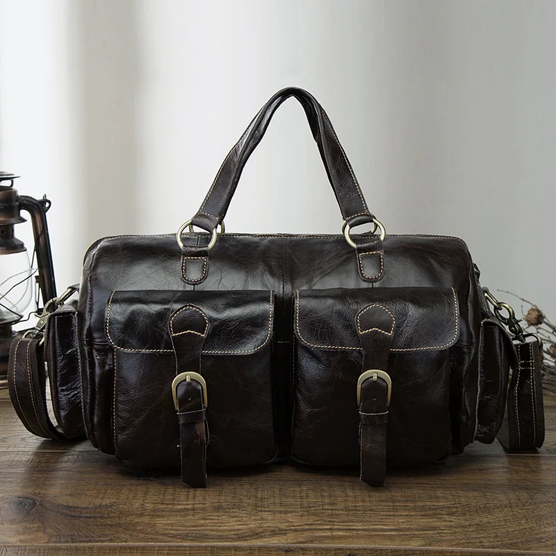 1PCS  Cowhide Leather Original Retro Man 14-inch Business Portable Briefcase