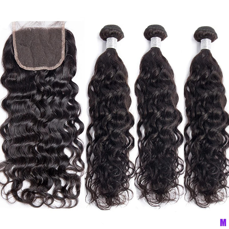 Современная индийская волна 3 пряди с закрытием человеческие волосы Remy для