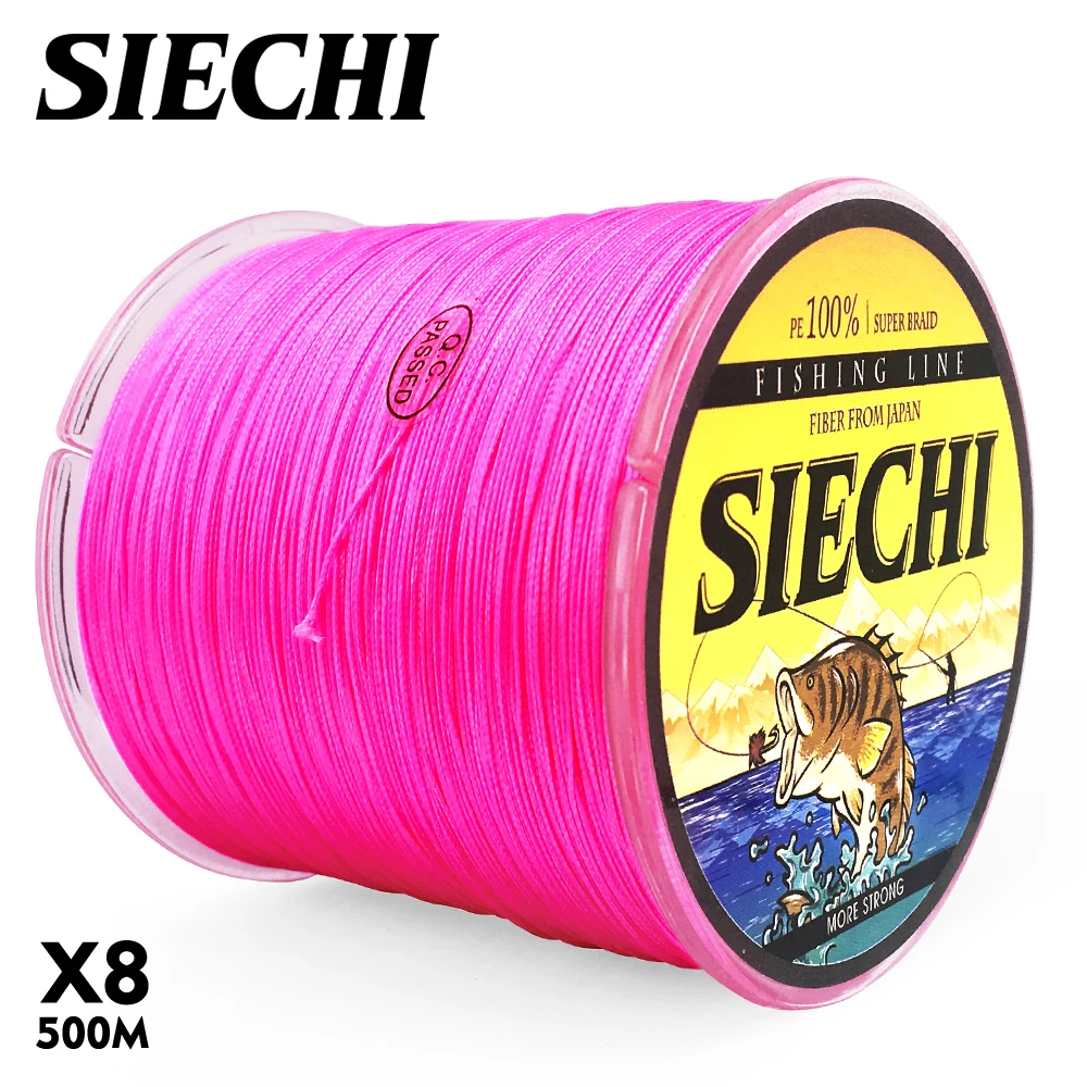 SIECHI 8 нитей 300 м 500 1000 ПЭ розовая плетеная рыболовная леска морская ловля карпа