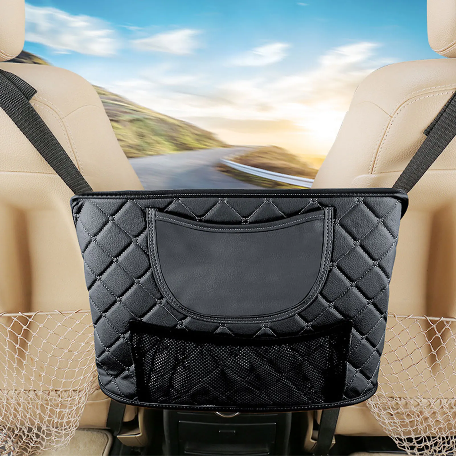 Автомобильная корзина для мусора сетчатый Карманный держатель сумки барьер