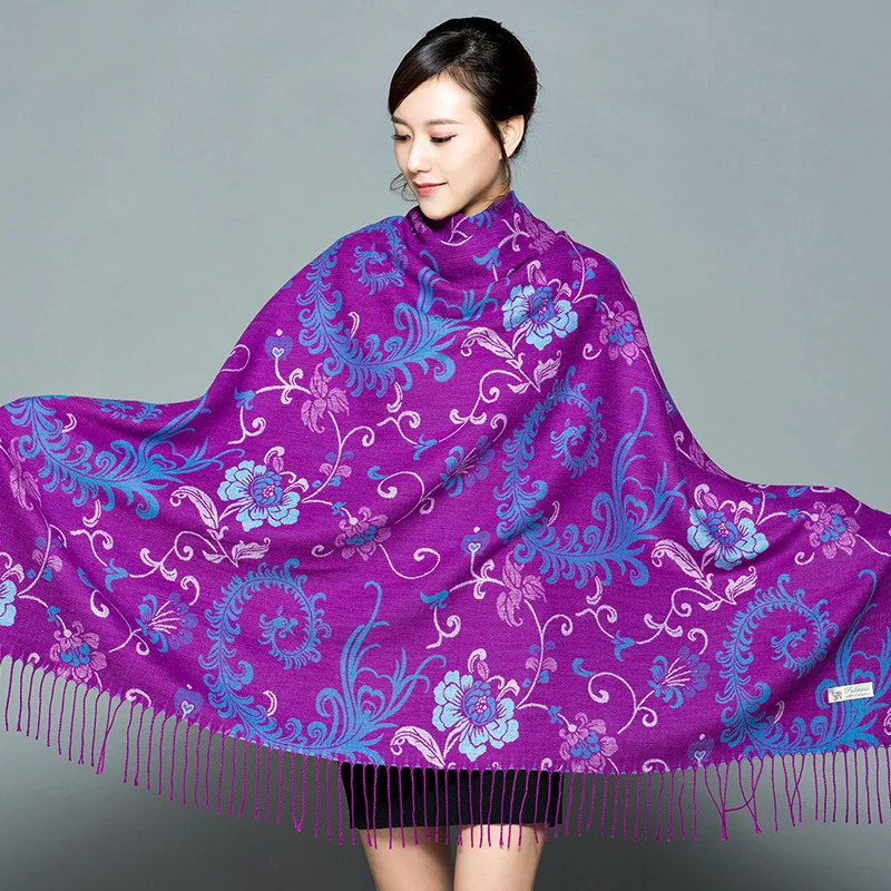 Феникс шаль с двойной каймой-Применение утолщенные женские осенние и зимние