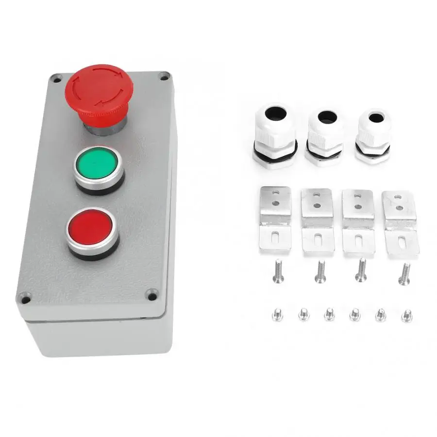 Switch Box Aluminum Alloy 3 Button Control Operation Box IP66 Dustproof Waterproof 175x80x55 Push Button Switch