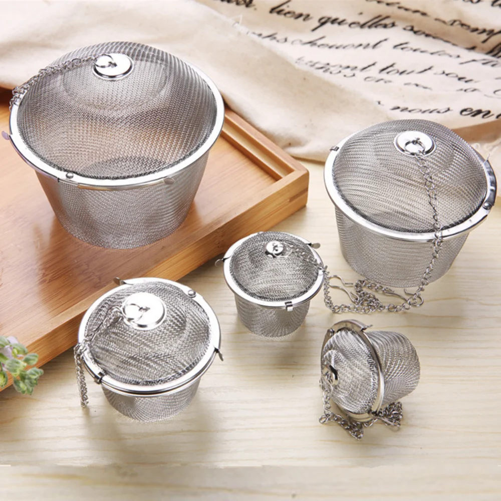 

Stainless Steel Mesh Tea Ball Infuser Reusable Tea Strainers Filters with Extended Chain Hook Cooking Infuser Interval Diffuser