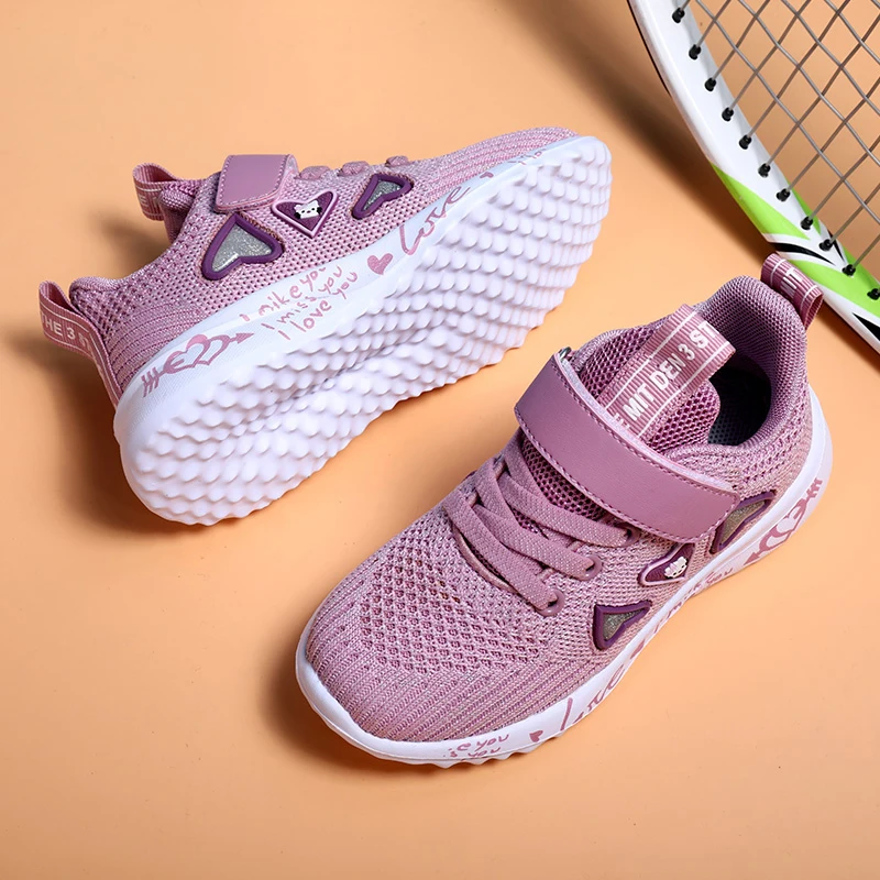 

2021 Girls Sports Shoes Autumn New Children's Sneakers Breathable Big Kids Students Pink Casual Children's Shoes Casual 26-37