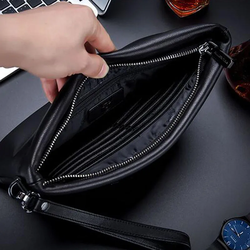 BULLCAPTAIN Unisex clutch bag wallet leather men bag Business  fashion men casual bag for  iPad Handbags Men Clutch Bag
