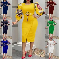 elijoin autumn 2021 plus size temperament commuter plus size printed dress in europe america and africa free shipping
