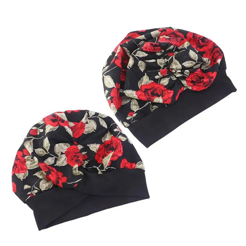 Женская тюрбан с цветочным принтом Ночная шапка для сна хлопок химиотерапия