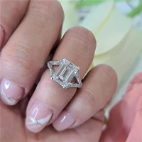 randh 2 5 carat 97mm emerald cut 14k white gold ring band setting luxuery engagement moissanite ring def color vvs