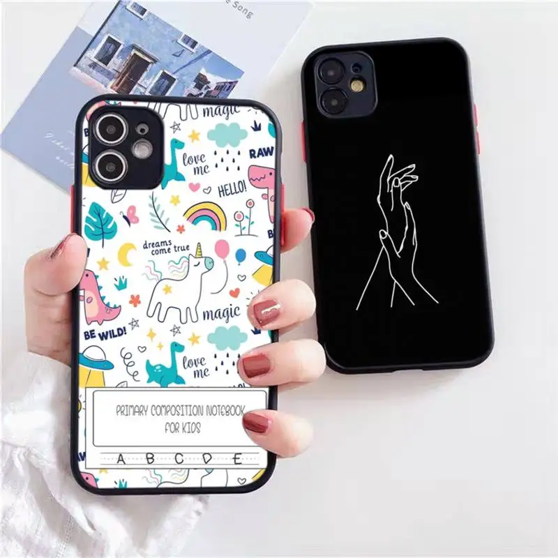 

Ultra Thin Luxury Cat Horse Cover Phone Case Black Transparent Matte For IPhone 7 8 11 12 S Mini Pro X XS XR MAX Plus Cover