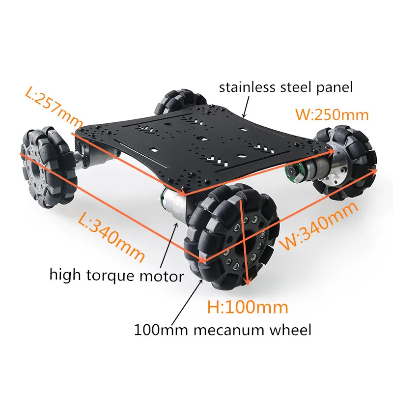 Резиновое колесо Mecanum Omni 4WD 100 мм комплект шасси для робота автомобиля двигатель