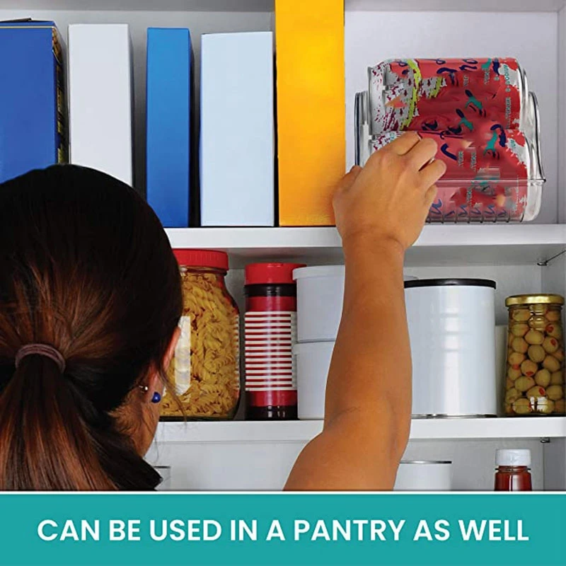 

4Pcs Can Drink Holder Storage & Dispenser Bin for Refrigerator, Freezer, Countertop, Cabinets & Pantry Beverage