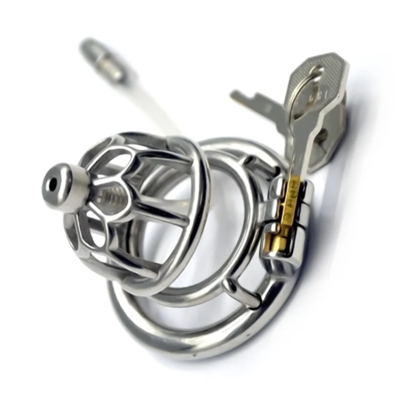 Penis training Metal Male Chastity Cage Chastity Device with Catheters & Sounds Cock Cage Penis Ring Sex Products for Men