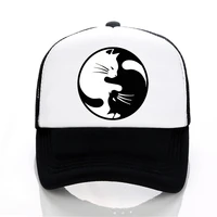 yin yang cat lovers hat cartoon graphic baseball cap women summer hipster fashion harajuku punk mesh net trucker cap hats