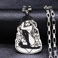 punk pentagram stainless steel witch chain necklaces silver color pendant necklace jewlery chaine acier inoxydable n4044s06