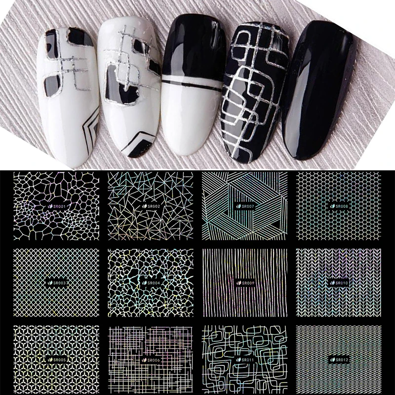 3D разноцветные лазерные наклейки с волнистым узором объемные декоративные для