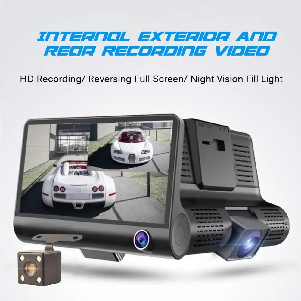 Автомобильный видеорегистратор со скрытыми тремя записями HD 4 дюйма с