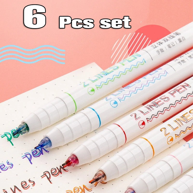 

Andstal 2 Lines Pen Set 0.5mm Doule Line Art Marker Pen Fine Liner Markers Fineliner Color ink draw Scrapbooking Journaling Pens