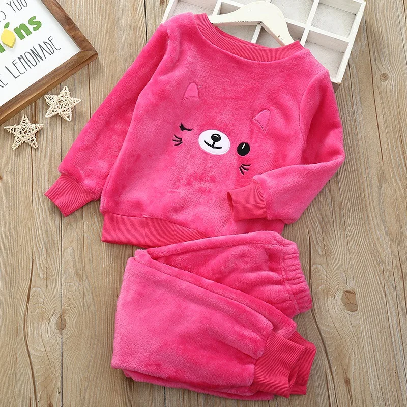 Купи Baby Boy Girl Clothes Pajamas Set Flannel Fleece Toddler Children Warm Sleepwear Kids Home Suit Autumn Winter 2 3 4 5 6 7 Years за 870 рублей в магазине AliExpress