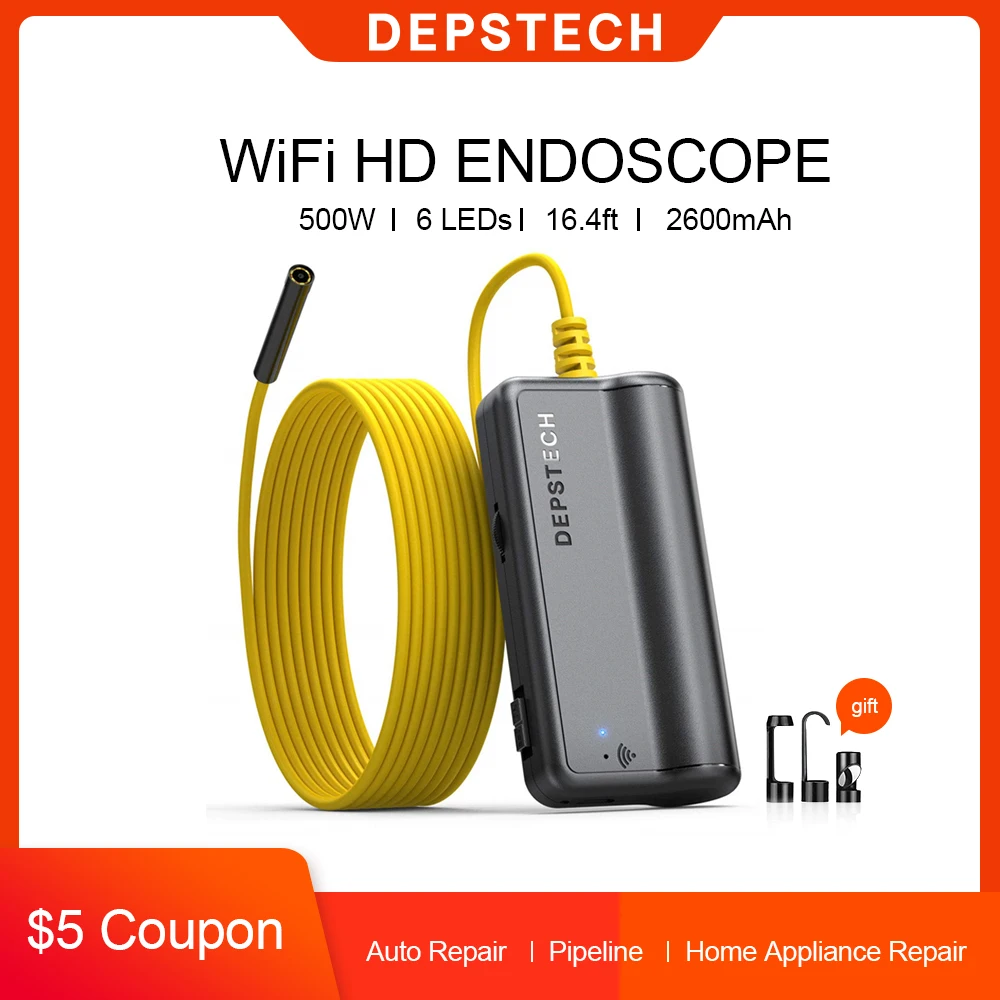 

DEPSTECH Dual Lens 2MP / 5MP Wireless Endoscope Wifi Inspection Camera Snake Borescope Tube for Underwater Vent Pipe Car Repair