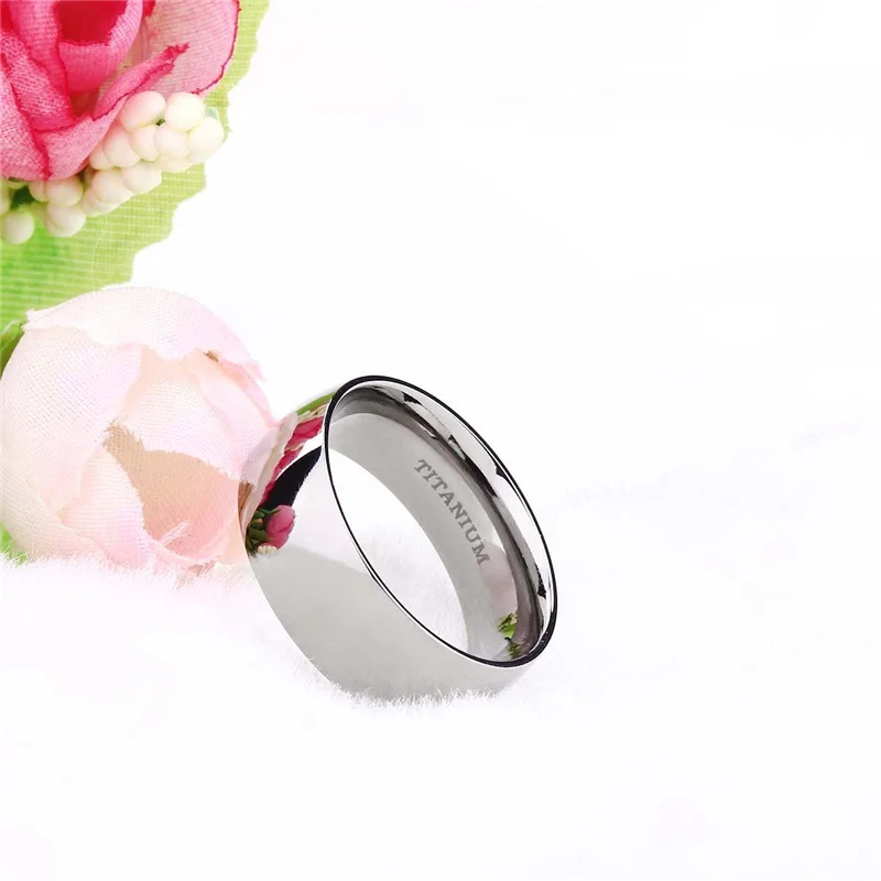 

Eamti 6/8mm Classic Silver Color Titanium Rings For Men High Polished Domed Wedding Band Promise Ring Engagement anillo hombre