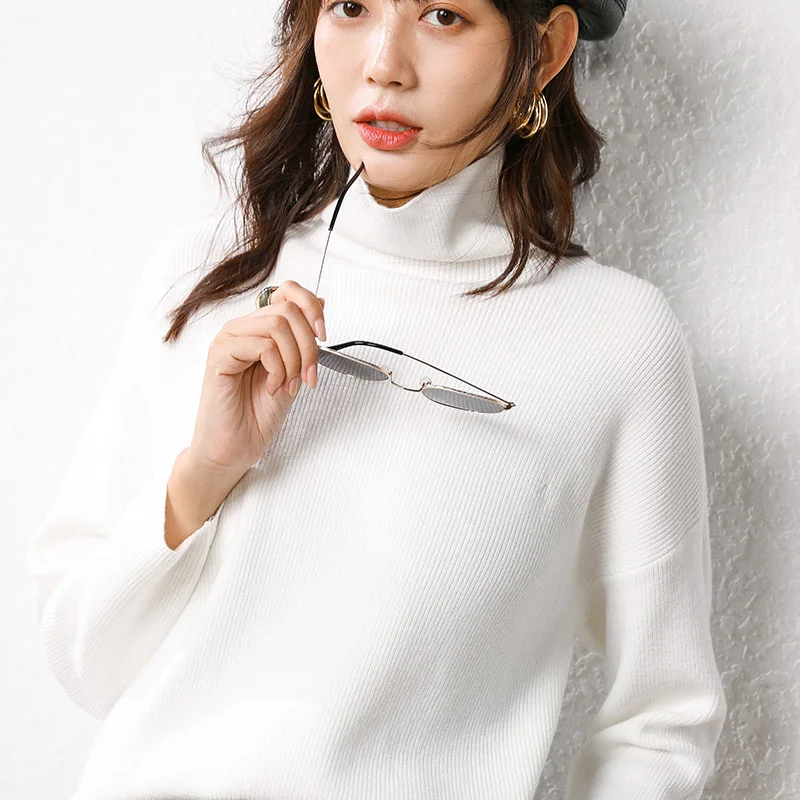 Женский кашемировый свитер с длинным рукавом ALKMENE свободный короткий высоким