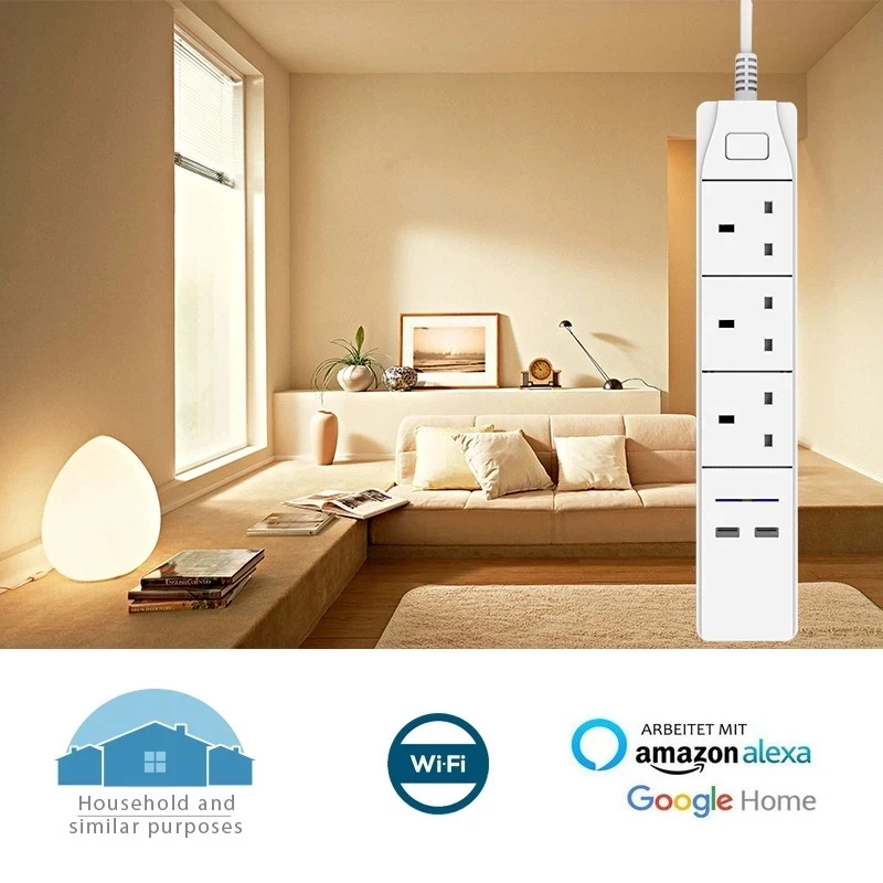 Умная WiFi полоса питания выходы защита от перенапряжения 3 пути штепсельная вилка
