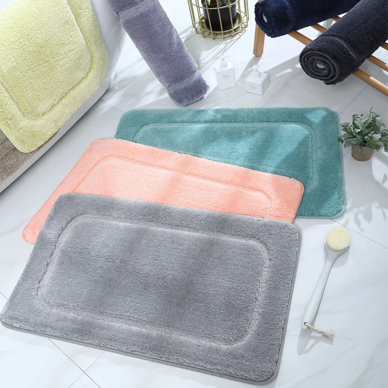 

New Floor Mats In Winter Thickened Absorbent Bathroom Non Slip Foot Mats In Bathroom Solid Color Simple Bedroom Bedside Carpet