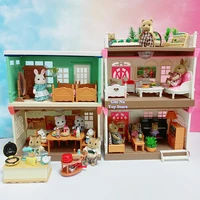 112 forest family dollhouse furniture toys kitchen bathroom bedroom dessert cart newsstand critters accessories for chirldren