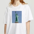 Женская футболка, женская летняя футболка с круглым вырезом и коротким рукавом, женская одежда, белая футболка с скульптурным принтом, женские топы с коротким рукавом